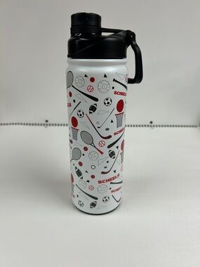 Scheels White & Black Sports Pattern Stainless Water Bottle